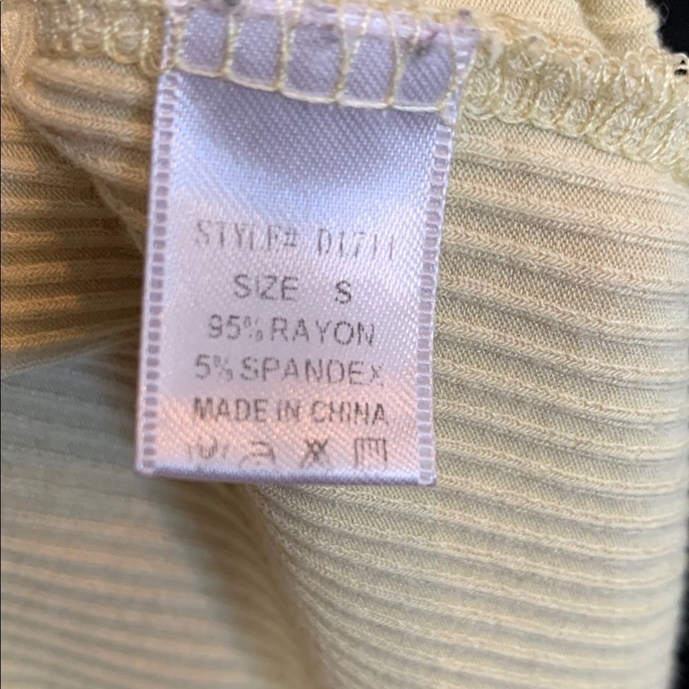 Bear Dance Spring Easter Pastel Yellow Ribbed Tie-Front Mini Dress Size Small - Picture 4 of 8